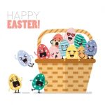 Easter Eggs Character In Basket Stock Photo