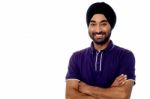 Young Man Posing Casually Over White Stock Photo