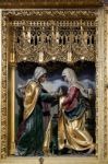 Carving Of Two Women Set In A Gold Frame In St Vitus Cathedral I Stock Photo