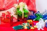 Celebration Theme With Christmas & New Year Gifts Stock Photo