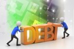 3d People Try To Avoid Debt Stock Photo