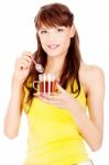 Woman Holding Cup Of Tea Stock Photo