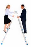 Business People Climbing On Ladder Stock Photo