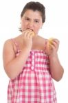 Girl Eating Chips Stock Photo