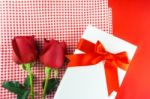 Red Rose With Message Card Image Of Valentines Day Stock Photo