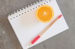 Shopping List With Healthy Fruits Stock Photo