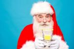 Santa Claus With Shopping Cart Stock Photo