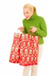 Happy Christmas Shopper Stock Photo