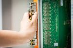 Fix Network Switch In Data Center Room Stock Photo