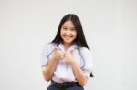 Portrait Of Thai High School Student Uniform Beautiful Girl Excellent Stock Photo