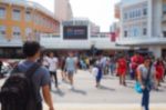 Blurred Abstract Background Of People Walk Across The Street Crosswalk Stock Photo