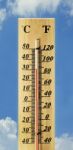 Wooden Thermometer Stock Photo