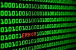 Close Up Of Binary Code Infected By Computer Virus Stock Photo