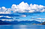 Lake Maggiore And Swiss Alps Stock Photo