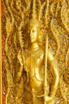 Ancient Thai Art Pattern In Wat Thasung Stock Photo