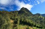 High Mountains And The Blue Sky Stock Photo