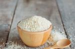 Rice On Wooden Stock Photo