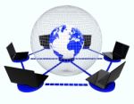 Global Computer Network Means World Monitor And Connectivity Stock Photo