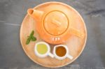 Hot Pot Of Honey Lime Healthy Drink Stock Photo