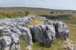 View Of The Limestone Pavement Near The Village Of Conistone In Stock Photo