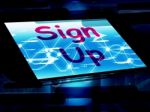 Sign Up On Screen Shows Join Membership Register Stock Photo