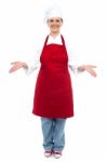 Smiling Female Chef Standing Stock Photo