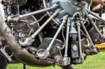 Close-up Vintage Aeroplane Engine Stock Photo