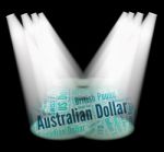 Australian Dollar Means Worldwide Trading And Currencies Stock Photo