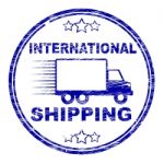 International Shipping Stamp Indicates Across The Globe And Countries Stock Photo