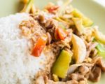 Close Up Thai Food With Steam Rice Stock Photo