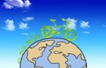 Earth With Green Bicycle Stock Photo