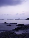 Sunrise At Beautiful Old Bridge On Sichang Island Stock Photo