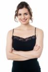 Calm Beautiful Smiling Woman In Party Wear Attire Stock Photo