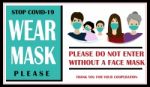 Wear Surgical Mask Sign And Symbol. Medical Mask. The Sign For Wearing Face Covering To Prevent The Spread Of Covid-19. Please Do Not Enter Without A Face Covering Stock Photo