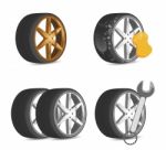 Wheel Icons Set Stock Photo