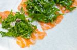 Fresh Salmon Carpaccio Stock Photo