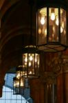 Old Fashioned Lamps  At St Pancras International Station Stock Photo