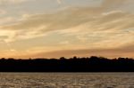 Postcard With An Amazing Sunset On A Lake Stock Photo