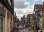 People Shopping In Chester City Centre Stock Photo