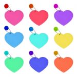 Set Tag Hearts Colorful Valentines Day On White Background Stock Photo