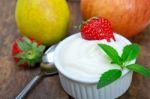 Fruits And Yogurt Stock Photo