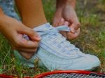 Tying Shoes Stock Photo