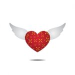 Heart With Wings Love Flat Design Icon  Illustration Stock Photo