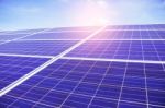 Solar Panels With The Sunlight Stock Photo