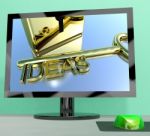 Ideas Key On Computer Screen Showing Creativity Stock Photo