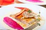 Sea Bream Fillet Butter Pan Fried Stock Photo