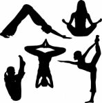 Silhouette friends Doing Yoga Stock Photo