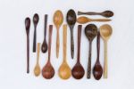 Wooden Spoon Collections With Natural Pattern Stock Photo