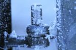 Gate Hinge Frozen Stock Photo