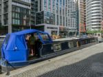 Wide Beamed Boat In Paddington Basin Stock Photo